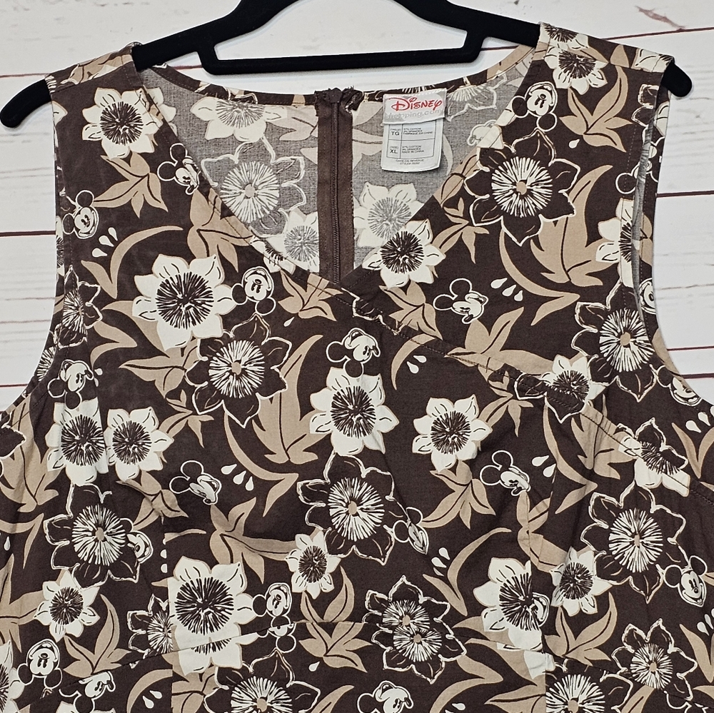 Disney Mickey's Brown Tropical Floral Midi Dress - Picture 3 of 12